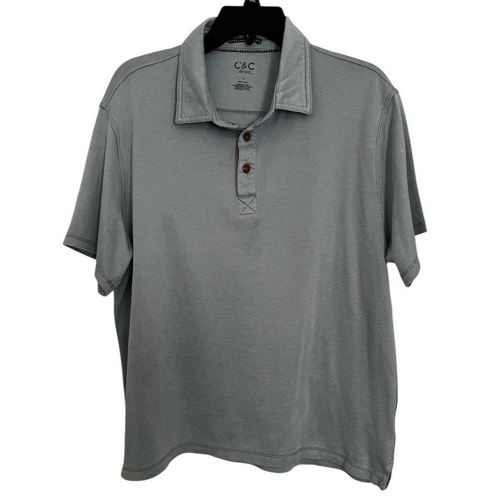 C.C California Men's Gray Polo Shirt Size Large